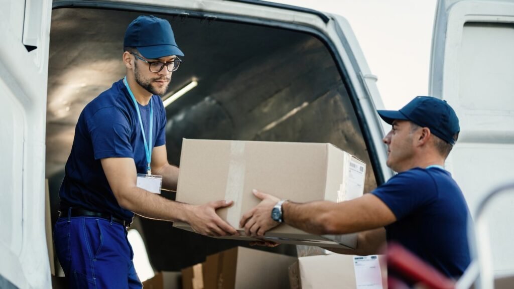 Professional movers from Burly Boyz loading boxes for a long-distance move in Canada.