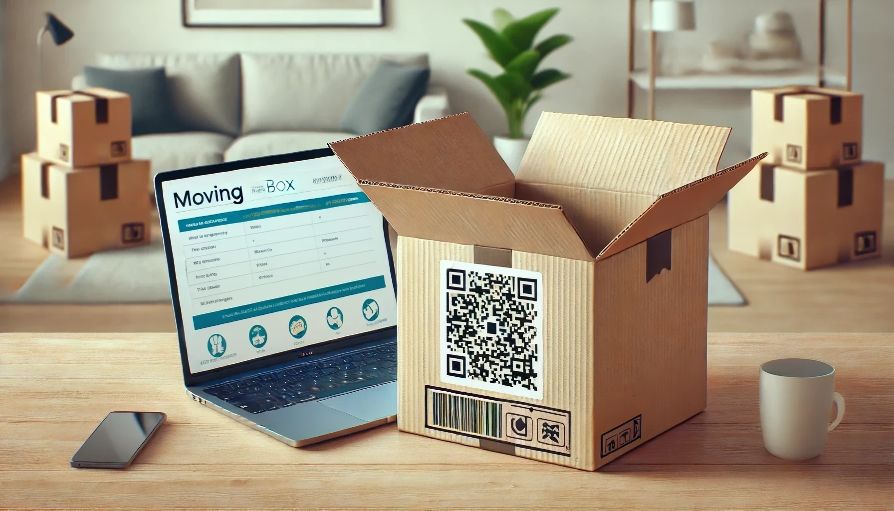 An image showing a moving box whit a QR Code